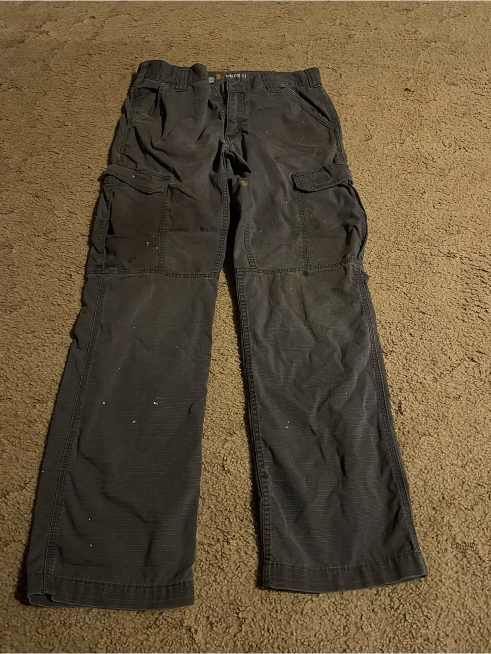 Carhartt Men’s Gray Cargo Pants with Logo Patch